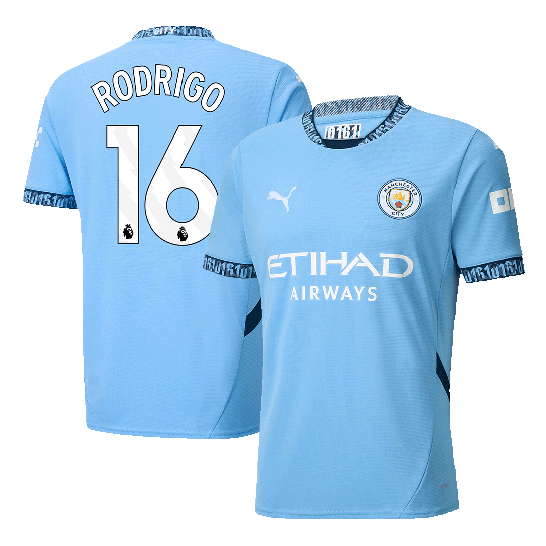 RODRIGO #16 Manchester City Home  Soccer Jersey 2024/25 Top Soccer Jerseys Store