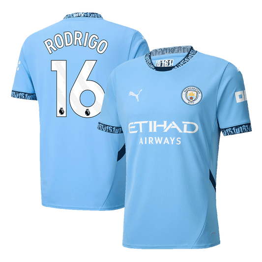 RODRIGO #16 Manchester City Home  Soccer Jersey 2024/25 Top Soccer Jerseys Store