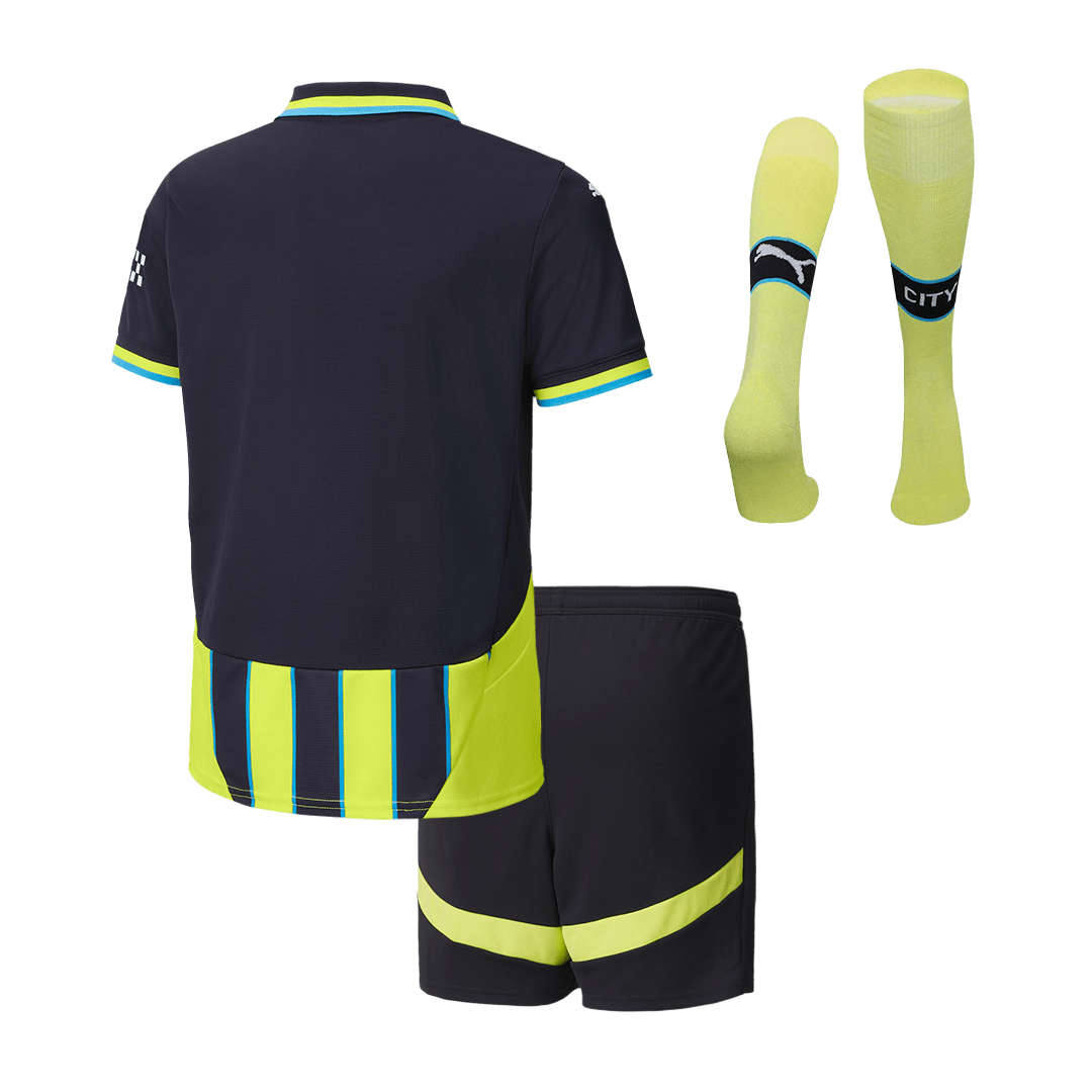 Kid's Manchester City Away  Soccer Jersey Kit(Jersey+Shorts+Socks) 2024/25 Top Soccer Jerseys Store