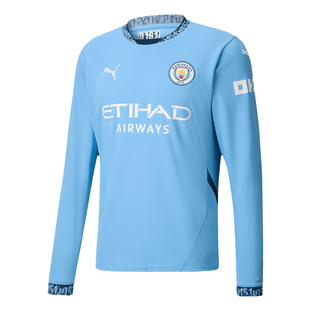 Manchester City Home Long Sleeve  Soccer Jersey 2024/25 Top Soccer Jerseys Store