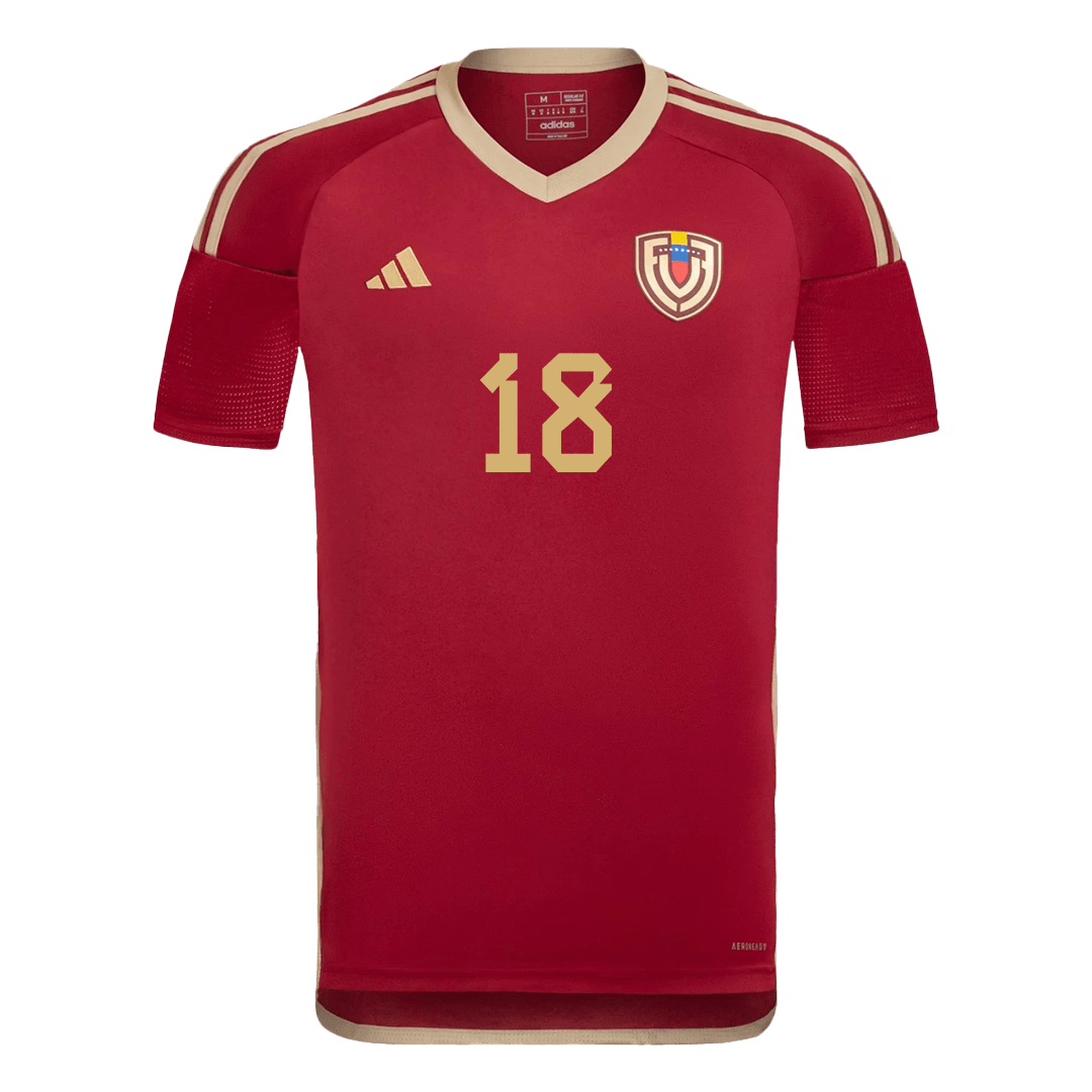 Men's Venezuela ARANGO #18 Home Soccer Jersey Copa América 2024 topsoccerjerseys.com