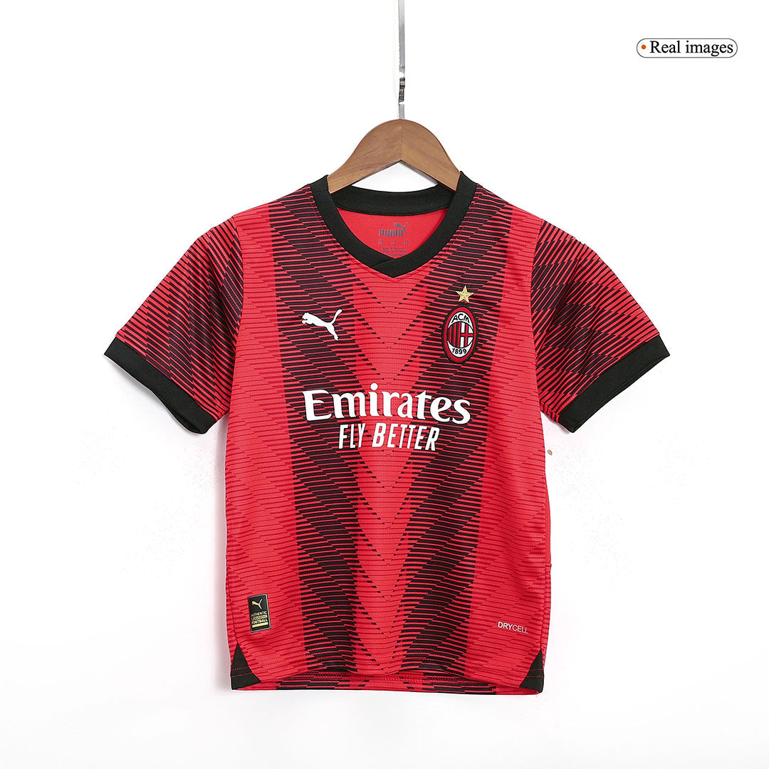 Kid's AC Milan Home  Soccer Jersey Kit(Jersey+Shorts) 2023/24 Top Soccer Jerseys Store