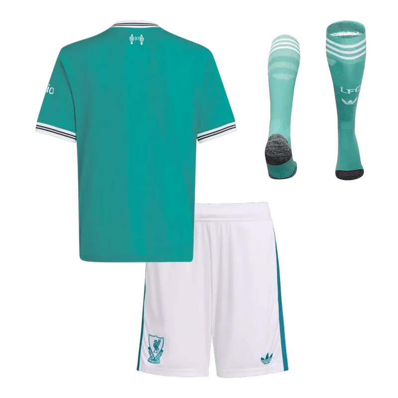Maglia da calcio Liverpool Third Away per bambini 2025/26 (maglia+pantaloncini+calzini)