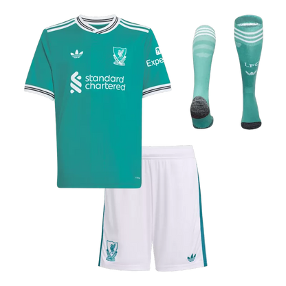 Maglia da calcio Liverpool Third Away per bambini 2025/26 (maglia+pantaloncini+calzini)