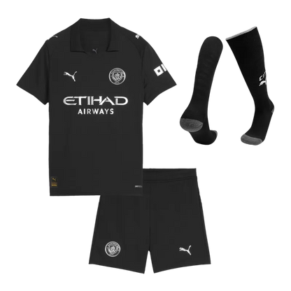 Kit da calcio da trasferta per bambini del Manchester City (maglia+pantaloncini+calzini) 2025/26