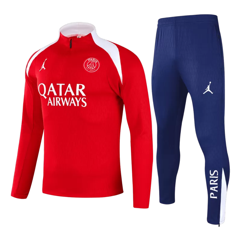 Completo da allenamento PSG con zip a 1/4 (giacca+pantaloni) per bambini 2025/26 - Rosso
