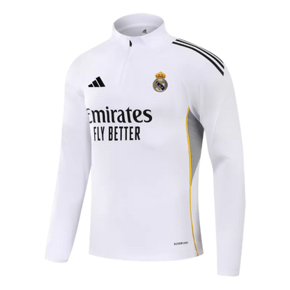 Kid's Real Madrid 1/4 Zip Training Kit (Jacket+Pants) 2025/26 - White