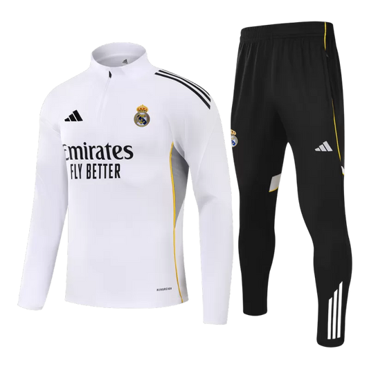 Kid's Real Madrid 1/4 Zip Training Kit (Jacket+Pants) 2025/26 - White