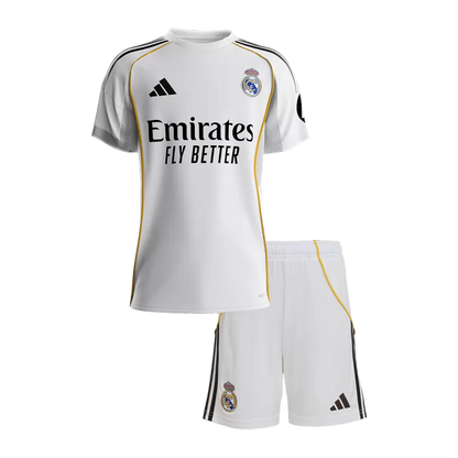 Kit da calcio per bambini Real Madrid Home (maglia+pantaloncini) 2025/26