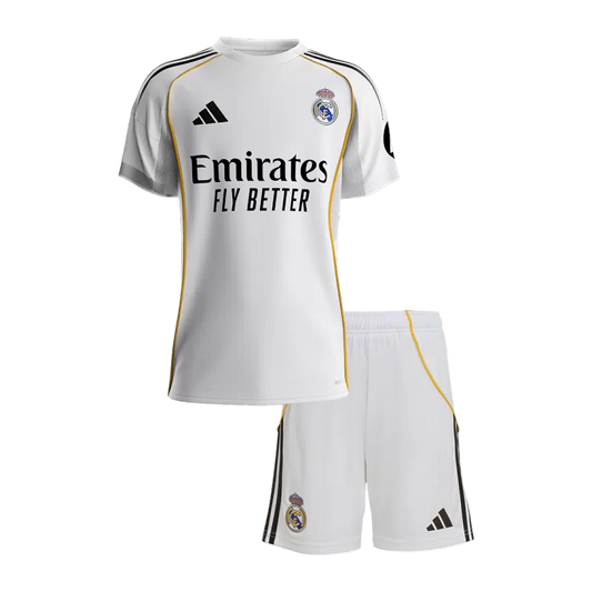 Kit da calcio per bambini Real Madrid Home (maglia+pantaloncini) 2025/26