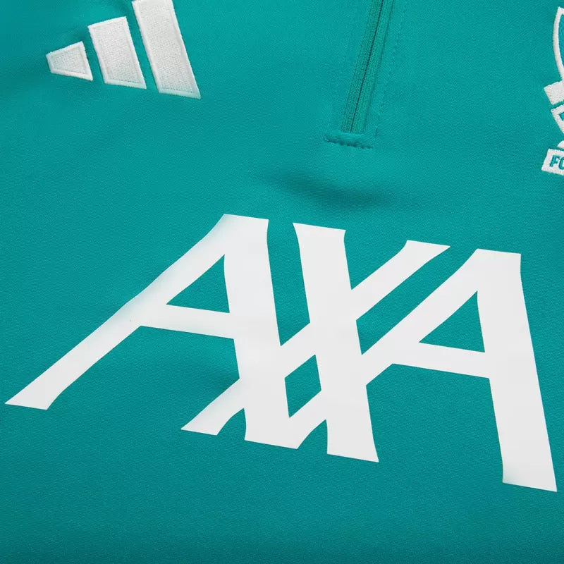 Kit da allenamento Liverpool con cerniera 1/4 per bambini (giacca+pantaloni) 2025/26 - Verde