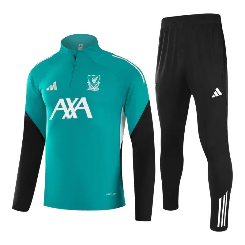 Kit da allenamento Liverpool con cerniera 1/4 per bambini (giacca+pantaloni) 2025/26 - Verde