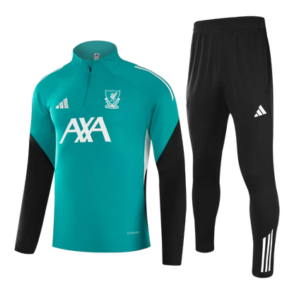 Kit da allenamento Liverpool con cerniera 1/4 per bambini (giacca+pantaloni) 2025/26 - Verde