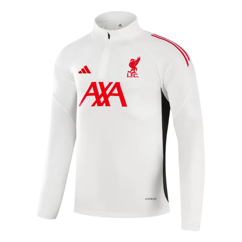 Kit da allenamento Liverpool con cerniera 1/4 per bambini (giacca+pantaloni) 2025/26 - Bianco