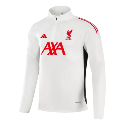 Kit da allenamento Liverpool con cerniera 1/4 per bambini (giacca+pantaloni) 2025/26 - Bianco
