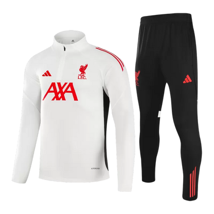 Kit da allenamento Liverpool con cerniera 1/4 per bambini (giacca+pantaloni) 2025/26 - Bianco