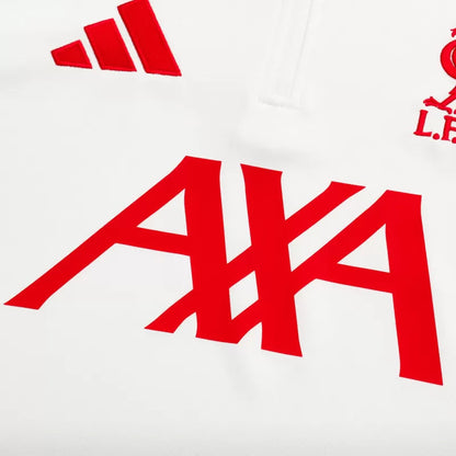 Kit da allenamento Liverpool con cerniera 1/4 per bambini (giacca+pantaloni) 2025/26 - Bianco