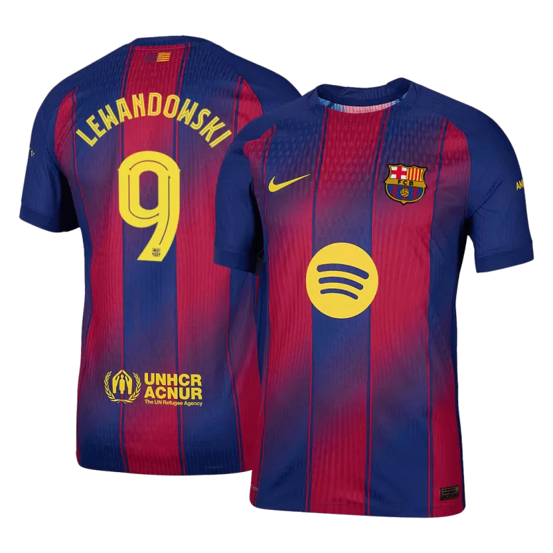 Player Version Barcelona Lewandowski #9 Home 2025/26 Soccer Jersey - La Liga - Slim Fit