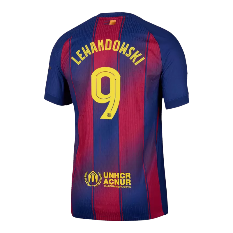Player Version Barcelona Lewandowski #9 Home 2025/26 Soccer Jersey - La Liga - Slim Fit