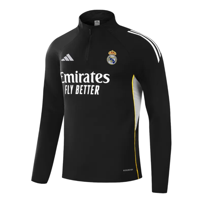 Tuta Real Madrid con zip 1/4 (giacca+pantaloni) 2025/26 - Nera