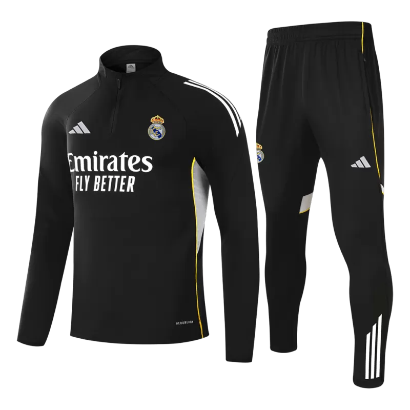 Tuta Real Madrid con zip 1/4 (giacca+pantaloni) 2025/26 - Nera