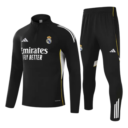 Tuta Real Madrid con zip 1/4 (giacca+pantaloni) 2025/26 - Nera