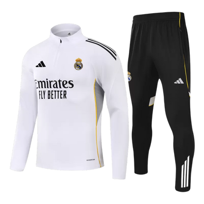 Real Madrid 1/4 Zip Tracksuit Kit (Jacket+Pants) 2025/26 - White