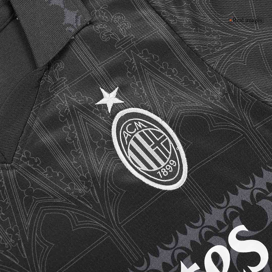 Kid's AC Milan x Pleasures Fourth Away  Soccer Jersey Kit(Jersey+Shorts) 2023/24 Top Soccer Jerseys Store