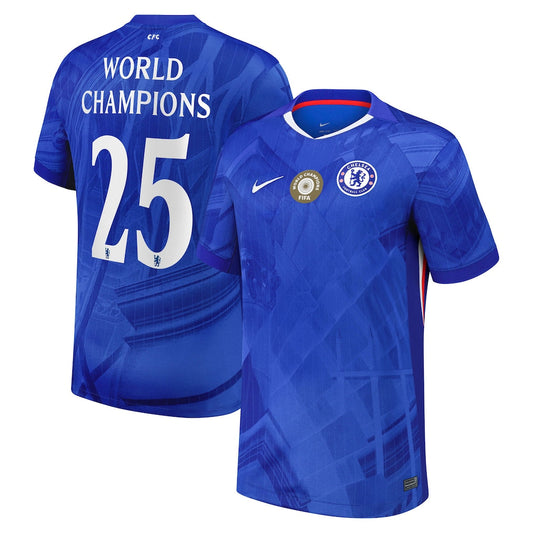 Player Version Chelsea Cup Home Soccer Jersey2025-26 with World Champions 25 printing