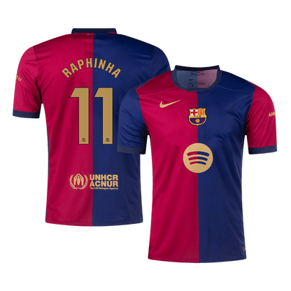 RAPHINHA #11 Barcelona Home  Soccer Jersey 2024/25 -?Spotify Logo Without Text? Top Soccer Jerseys Store