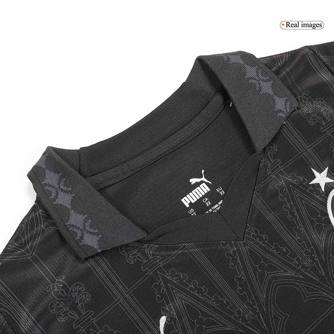 Kid's AC Milan x Pleasures Fourth Away  Soccer Jersey Kit(Jersey+Shorts) 2023/24 Top Soccer Jerseys Store