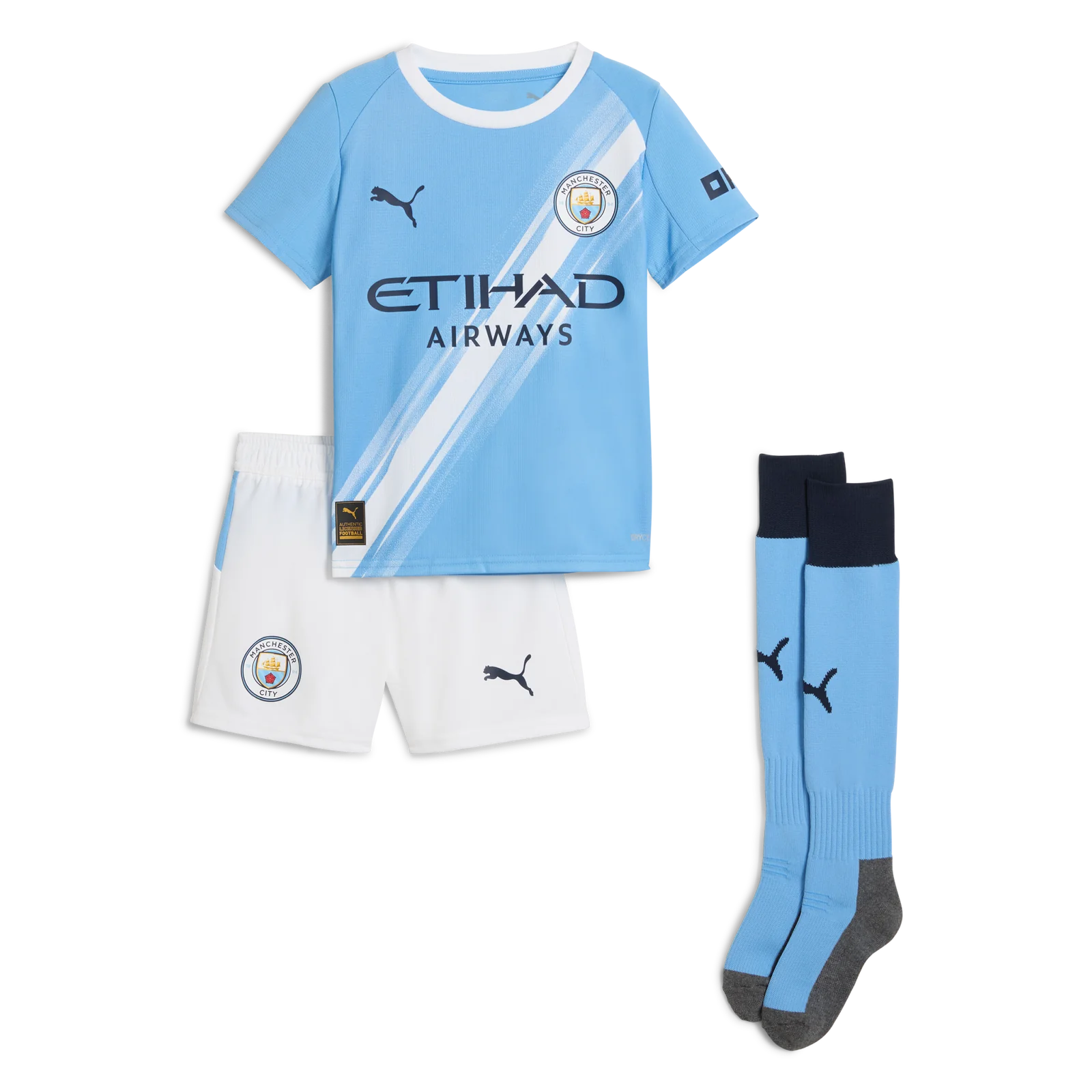 Kid's Manchester City Home Soccer Jersey Kit(Jersey+Shorts+Socks) 2025/26